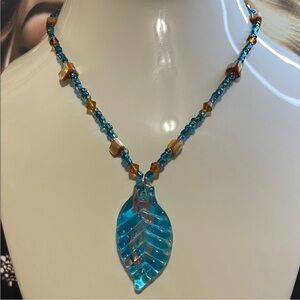 ‼️ SOLD ‼️Blue Leaf Pendant Necklace